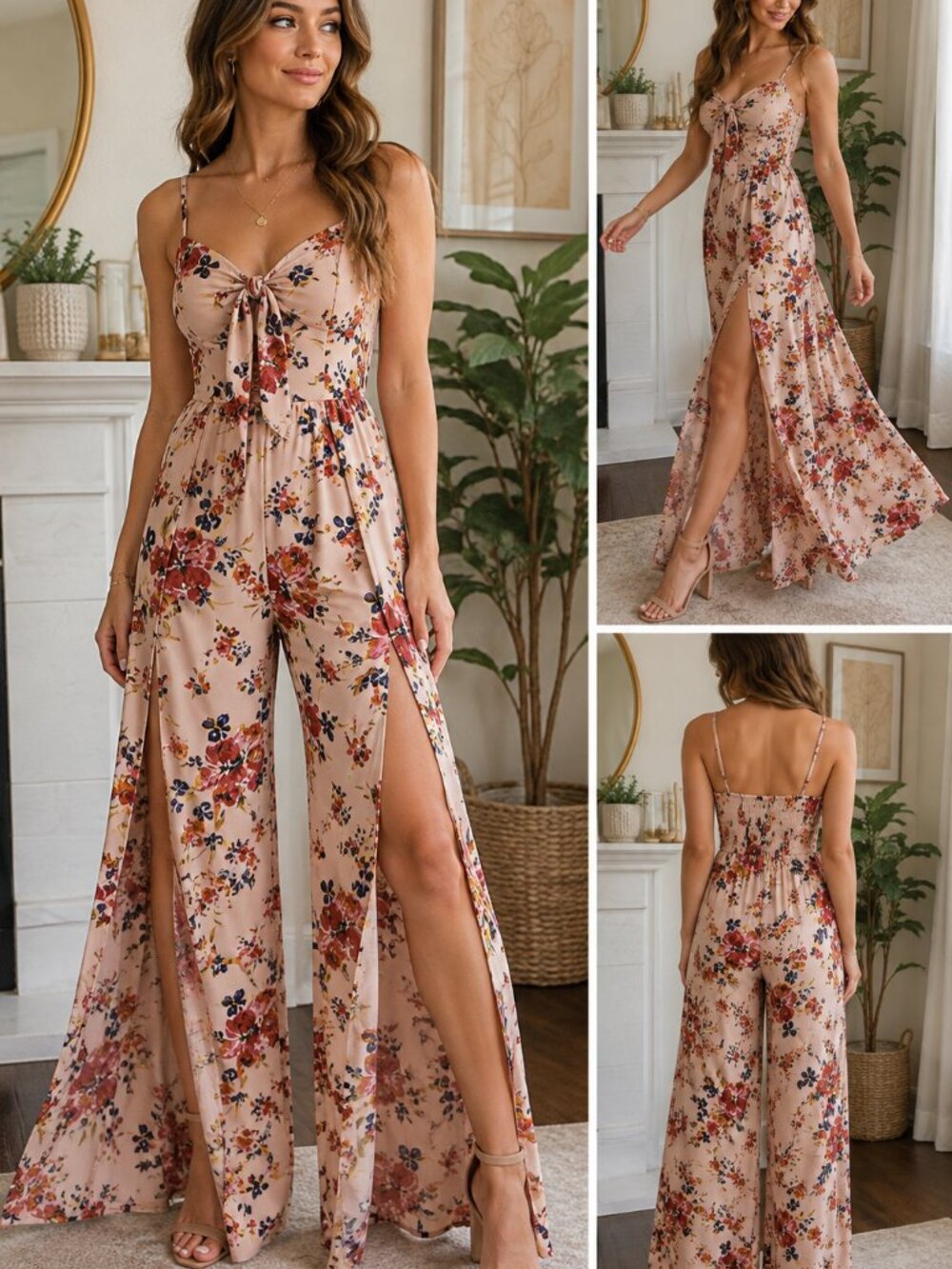 Xhilaration Floral Split-Leg Jumpsuit – Size Small